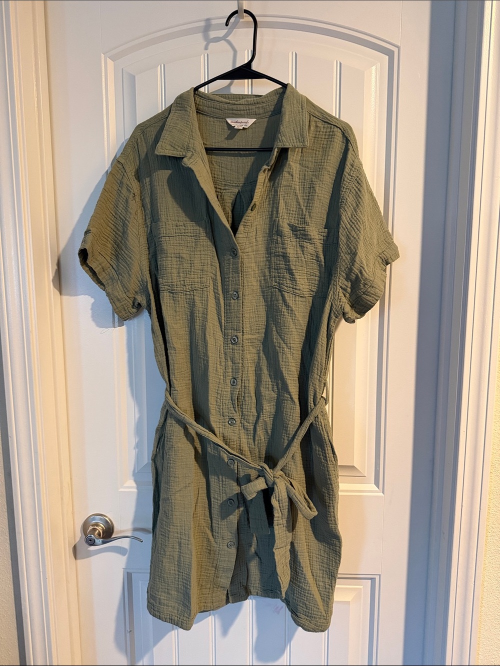 Women’s Button-Up Shirt Dress in Olive Green